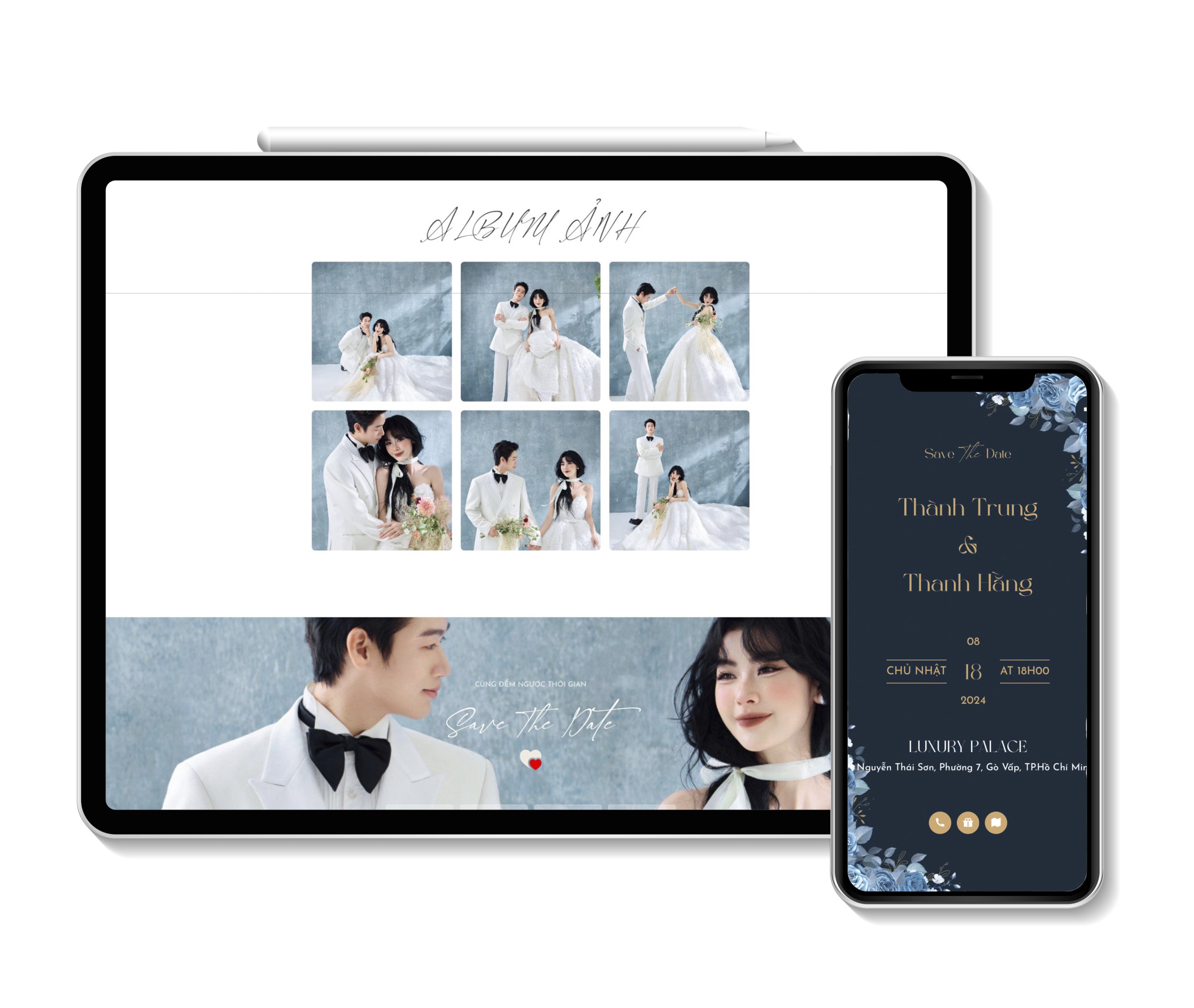 Mẫu thiệp Xanh luxury